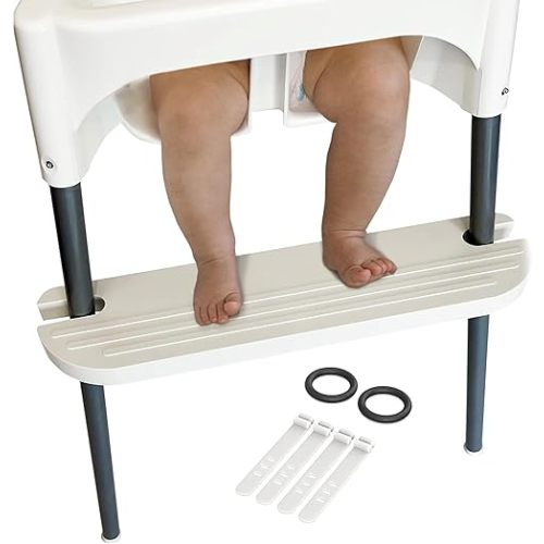 White IKEA High Chair Foot Rest, Compatible with Antilop Chairs | Adjustable, Reversible & Non-Slip Footrest for IKEA Chair - Made with Durable Polypropylene - Antilop Accessories