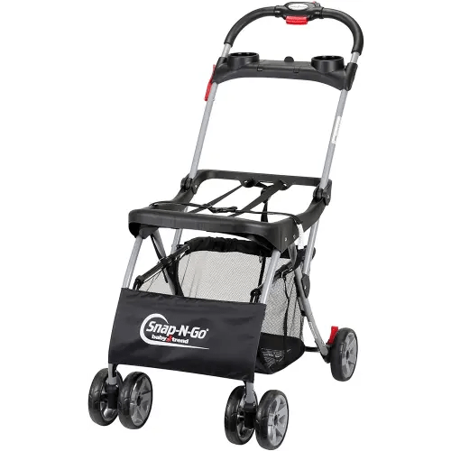 Baby Trend Snap N Go EX Polyester Lightweight Foldable Universal Single Infant Car Seat Carrier with 2 Cup Holder and Covered Compartment, Black