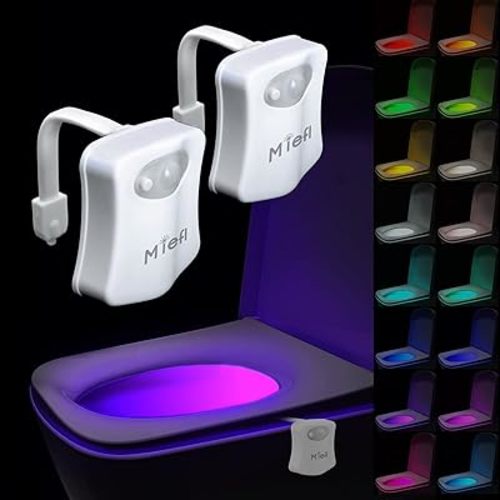 Toilet Light Motion Sensor 16 Colors Changing (2 Pack),LED Glow Bowl Inside Toilet Light, Smart Night Light for Bathroom, Cool & Funny Ideal Gifts for Dad Teen Boys Girls Men Women