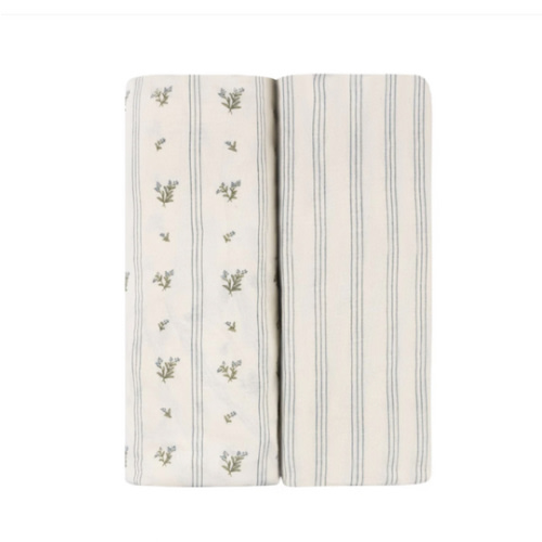 Bassinet Sheet Set – Linear Berry Leaf
