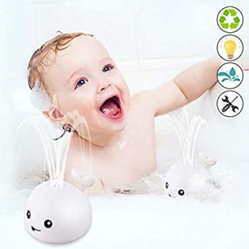 Bath Toys, Bath Toys for Toddlers Water Spray Toys for Kids, Baby Toys Whale Toy Cut Light Up Bath Toys ,Bathtub Toys Spray Water Squirt Toy Sprinkler Bath Toy Lovely Baby Shines Bath Toy-White Whale