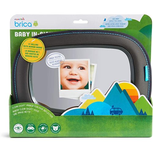 Munchkin Baby Car Mirror for Rear Facing Car Seats, Clear View Baby in-Sight Auto Mirror, Dark Grey