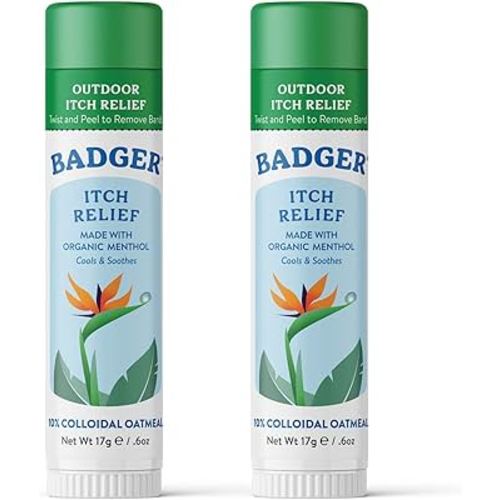 Badger Mosquito Bite Itch Relief, Organic Afterbite Insect Bite Treatment, Anti Itch Cream, Bug Bite Relief, Easy to Carry Travel Stick, 0.6 oz (2 Pack)