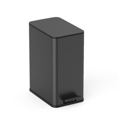 Nine Stars 2.6 Gallon Trash Can, Slim Step-on Bathroom Trash Can, Black Stainless Steel
