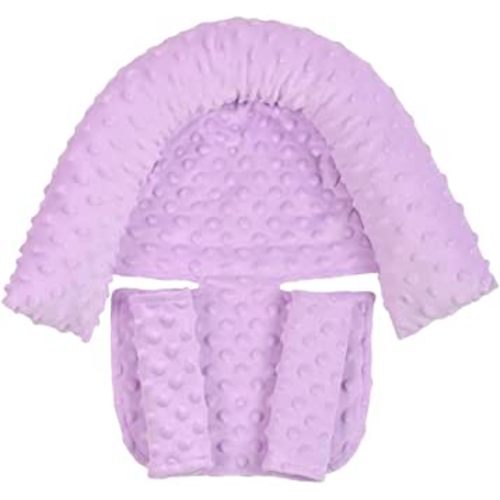 Baby Infant Head and Neck Support Pillow with Seat Belt for Car Seat -Extra Soft 3-in-1 Toddler Car Seat Insert Cushion Pad for Car Seats Purple