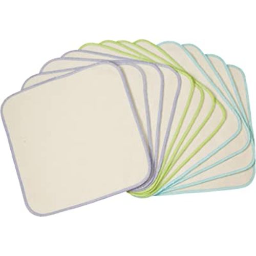 OsoCozy Organic Flannel Cloth Baby Wipes - Reusable & Washable Saves Money. 100% Unbleached Organic Cotton. Colorful Stitching. 9 x 9 Inches Each and 12 Per Package
