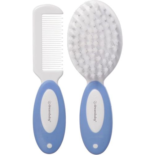 Dreambaby Deluxe Super Soft Bristles Brush and Comb Set - with Easy-Grip Toddler Size Handle - Blue - Model L327