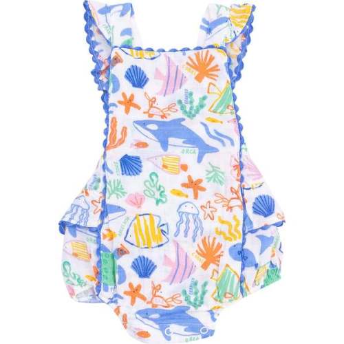 Ric-Rac Ruffle Sunsuit, Colorful Reef - Angel Dear | Maisonette