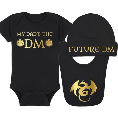 My Dad's The DM - Gaming Baby Onesie - Hat - Blanket - Bib Package Combinations