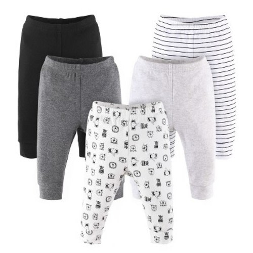 The Peanutshell 5-pack Baby Pants, Gray Safari Animals