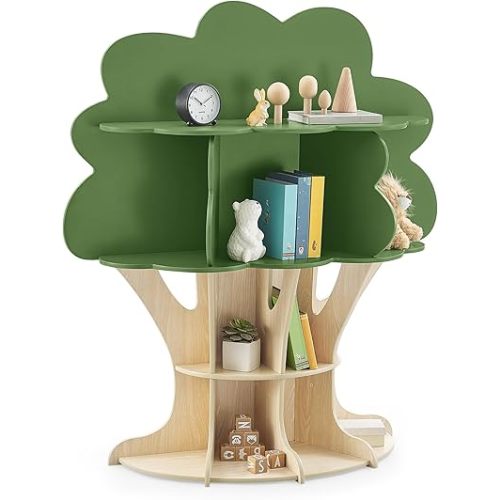 Delta Children Tree Bookcase - Greenguard Gold Certified, Fern Green/Crafted Natural