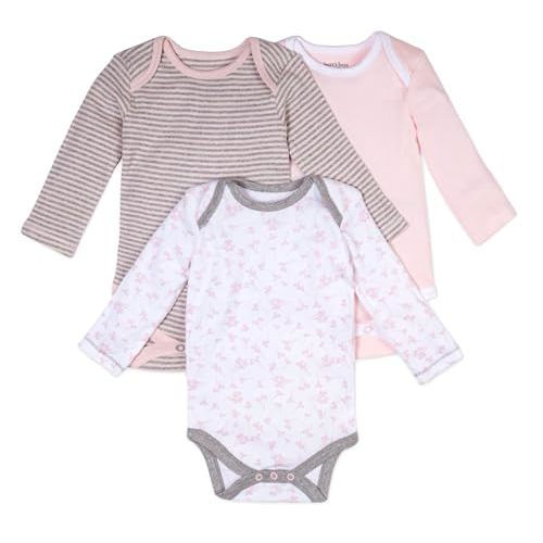 Burt's Bees Baby Unisex Baby 3-Pack Long Sleeve Bodysuits, 100% Organic Cotton