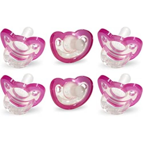 RaZbaby Jollypop Pacifier for Newborns & Up, USA Made, Natural Shaped Orthodontic Binky, Lovingly Shared in NICUs & Hospitals Worldwide, Medical-Grade 100% BPA-Free - 0-3 Months, 6 Pack - Pink
