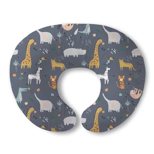 Plushii Nursing Pillow for Breastfeeding, Soft and Supportive Breastfeeding Pillow for Mom and Baby, Cute Feeding Pillow with Removable Cover for 0–12 Months, Blue Animals