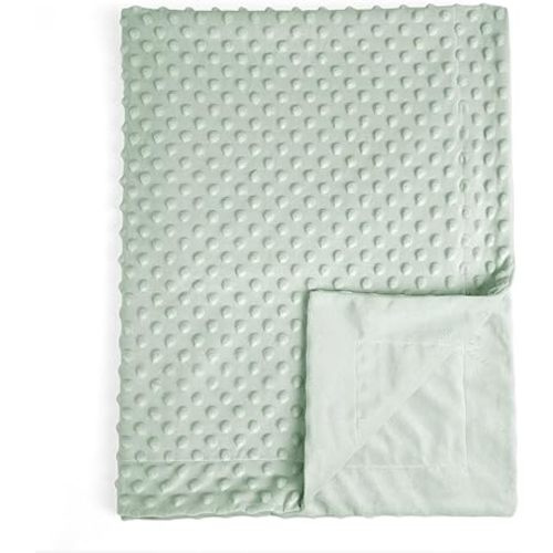 david's kids Minky Baby Blanket for Girls, Soft Lightweight Micro Fleece Blanket with Double Layer, Dotted Backing, Breathable Receiving Blanket for Newborns, 30x40 Inches, Sage Green