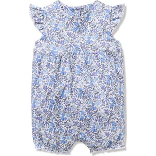Floral Pima Cotton Ruffle Romper, 3-6M