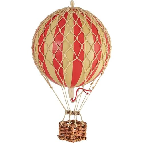 Authentic Models, Floating The Skies Air Balloon, Hanging Home Decor - 5.3 Inch Height, Historic Hot Air Balloon Model for Home Decor, Detailed Vintage Decorations to Hang from Ceiling - Red