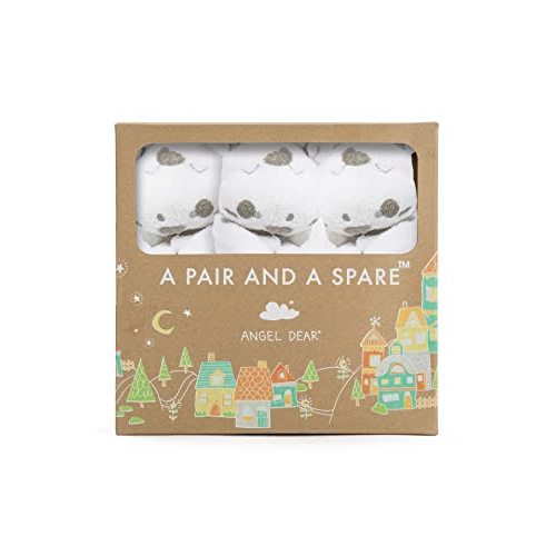 Angel Dear Pair and a Spare 3 Piece Blanket Set, White Cow with Grey Spots