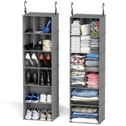 2 Pack Hanging Closet Organizer and Storage with Dividers ,efficient shoe storage in closets, wardrobes, RVs, and garment racks-SpaceAid®