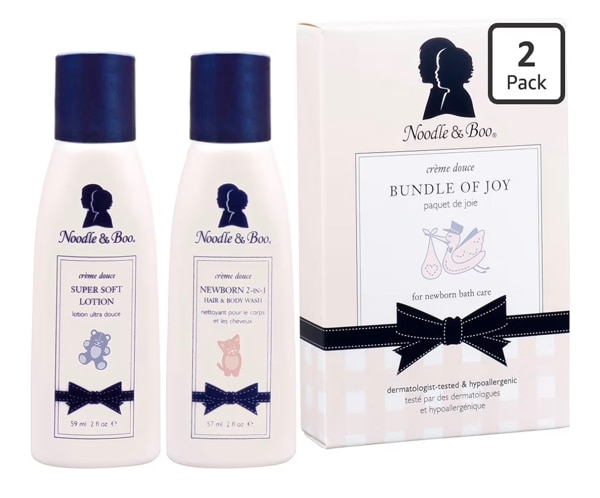 Noodle & Boo Bundle of Joy Newborn Baby Gift Set ; Newborn 2-in-1 Hair & Body Wash, Super Soft Baby Lotion