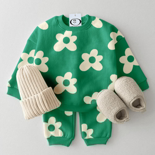 Baby Casual Flower Green Set