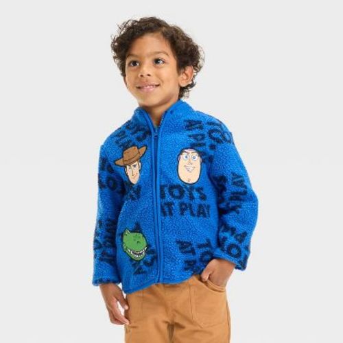 Toddler Boys' Disney Toy Story Cozy Faux Shearling Zip-Up Sweatshirt - Blue