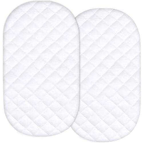 Waterproof Bassinet Mattress Protector 2 Pack (32"x17") - Perfect for Soothing Motions Bassinet, Bily Rocking, Delta, Dream on Me - Noiseless, Washable, Bassinet Mattress Cover, Organic