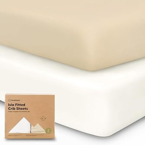 2-Pack Crib Sheets for Boys, Girls - Viscose Derived from Bamboo Fitted Crib Sheet, Baby Crib Sheets Neutral, Crib Mattress Sheet, Toddler Bed Sheets, Baby Sheets for Crib Fitted Sheets(Khaki)