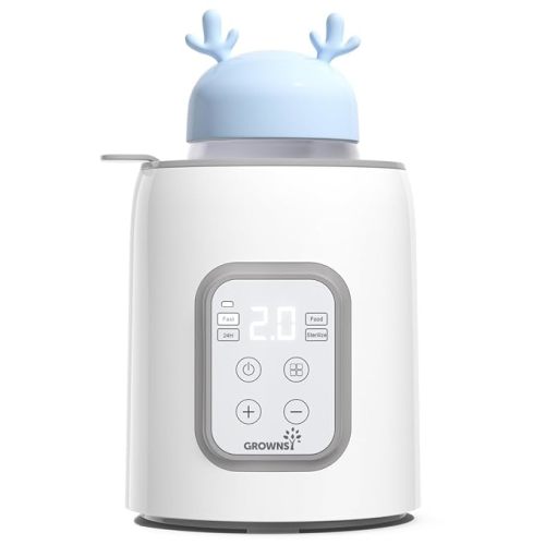 Bottle Warmer, GROWNSY 8-in-1 Fast Baby Milk Warmer with Timer for Breastmilk or Formula, Accurate Temperature Control, with Defrost, Sterili-zing, Keep, Heat Baby Food Jars Function - Gray