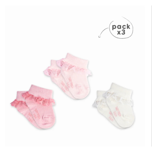 Medias bebé niña algodón largas pack x3 surtido