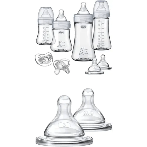 Chicco Duo Bundle - Starter Set with Size 3 Nipples, All Stages of Nipples Included