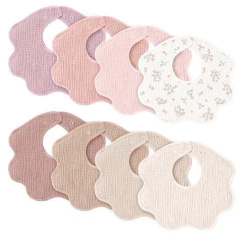 Konssy Muslin Baby Bibs 8 Pack, 100% Cotton Absorbent Bandana Drool Bibs for Teething and Drooling for Unisex Boys and Girls