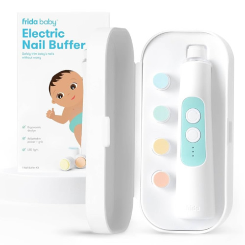 Frida Baby Electric Nail Trimmer, Safe + Easy Electric Nail File Baby Nail Clipper + Nail Trimmer Kit for Newborn, Toddler, or Children's Fingernails/Toenails, 4 Buffer Pads, LED Light, Storage Case