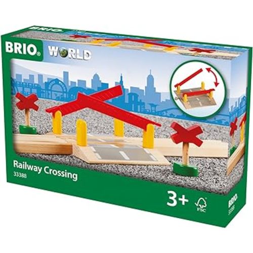 BRIO World 33388 - Railway Crossing - 4 Piece Wooden Toy Train Accessory for Kids