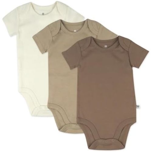 HonestBaby 3-pack Short Sleeve Bodysuits One-piece 100% Organic Cotton for Infant Baby Boys, Girls, Unisex
