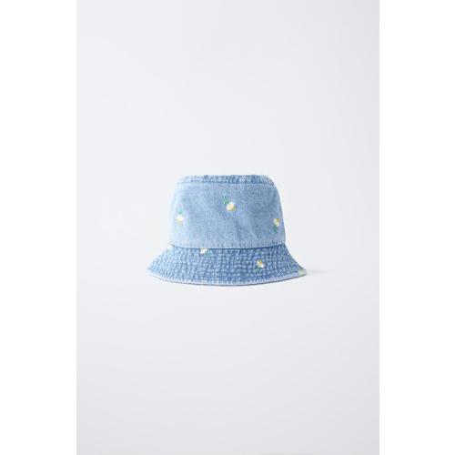 FLORAL DENIM BUCKET HAT - Blue | ZARA United States