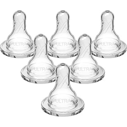 Dr. Brown's Ultra-Preemie Narrow Baby Bottle Nipple, Specialty Extra Slow Flow Rate, 100% Silicone Bottle Nipple, BPA Free, 0m+, 6 Pack