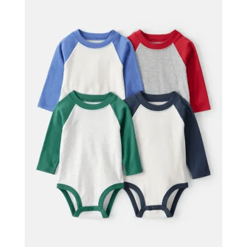 Baby Boy 4-Pack Long-Sleeve Multipack Raglan Bodysuits | Carter's, 9M