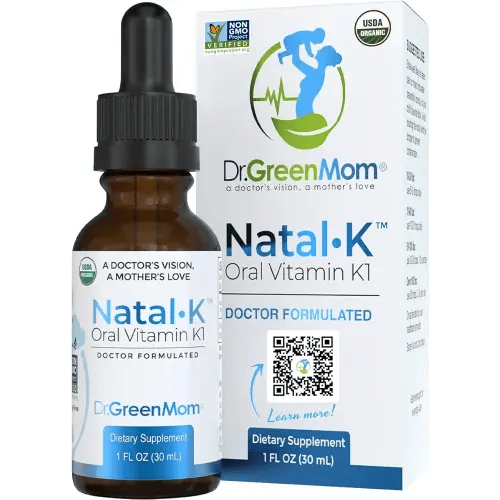 Dr. Green Mom Natal K Oral Vitamin K1 Drops for Newborns | Organic Phytonadione in MCT Oil | Natural VIT K for Babies to Support Blood Clotting