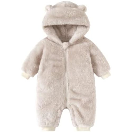 Baby Bear Soft Plush Winter Zip Snowsuit 0-18M
