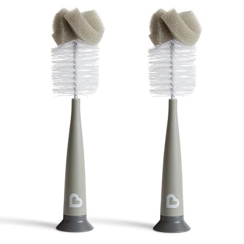 Munchkin® Sponge™ Bottle Brush, Modern Design, 2 Pack, Grey - Modern Bottle Brush, Grey