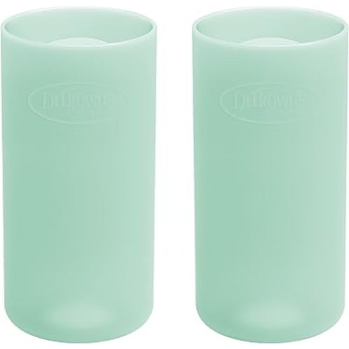 Dr. Brown's Options+ Narrow Glass Bottle Sleeves, 100% Silicone, Mint, BPA-Free, 8 oz, 2-Pack