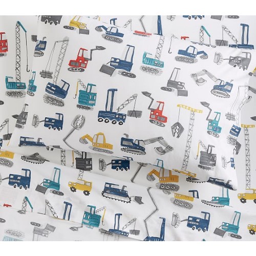 Organic Jax Construction Toddler Sheet Set | Pottery Barn Kids