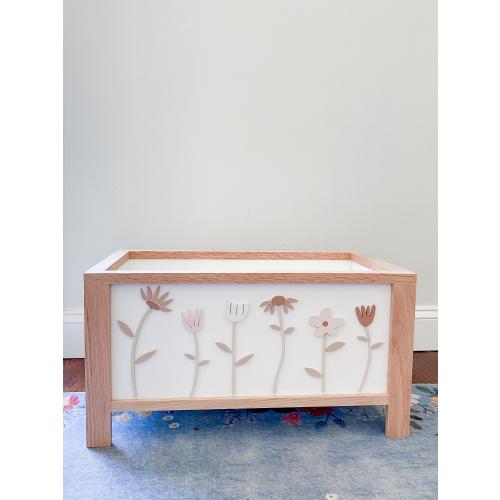Neutral Wildflower Toy Chest - girl's room - toy storage - nursery decor - 1st birthday - baby shower - flowers - wildflowers