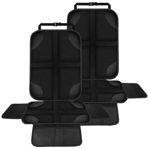 Fixdono Car Seat Protector with 2 Storage Pockets, Black, 2 Count
