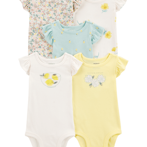 Multi Baby 5-Pack Short-Sleeve Lemon Bodysuits | Carter’s Oshkosh Canada