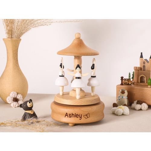 Musical Wooden Ballerina Carousel Keepsake,Engraved Name Music Box,Personalized Wooden MusicBox,Baby Shower Gift,Newborn Gift,Christmas gift
