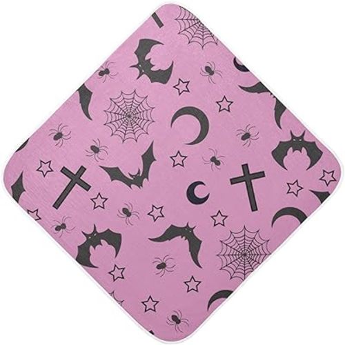 Pigsaly Goth Bats Stars Hooded Baby Towel Spider Web Baby Bath Towel Unisex Soft Organic Cotton Washcloths Toddlers Shower Gifts for Boys Girls Newborn 35 x 35 in