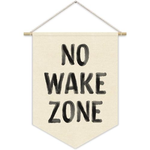 No Wake Zone Surf Nursery Playroom Decor Canvas Banner,Coastal Baby Room Decor,Beach Nursery Decorations,Lake House Nautical Wall Hanging Pennant Flag Canvas Banner 15x11in