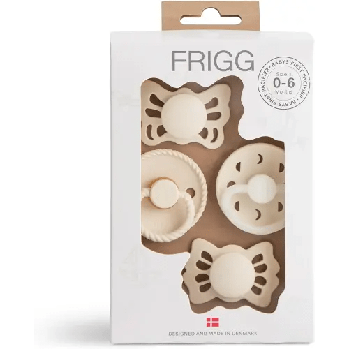 FRIGG Baby's First Pacifier - Moonlight Sailing 4-Pack | Made in Denmark | BPA-Free (Cream, 0-6 Months)